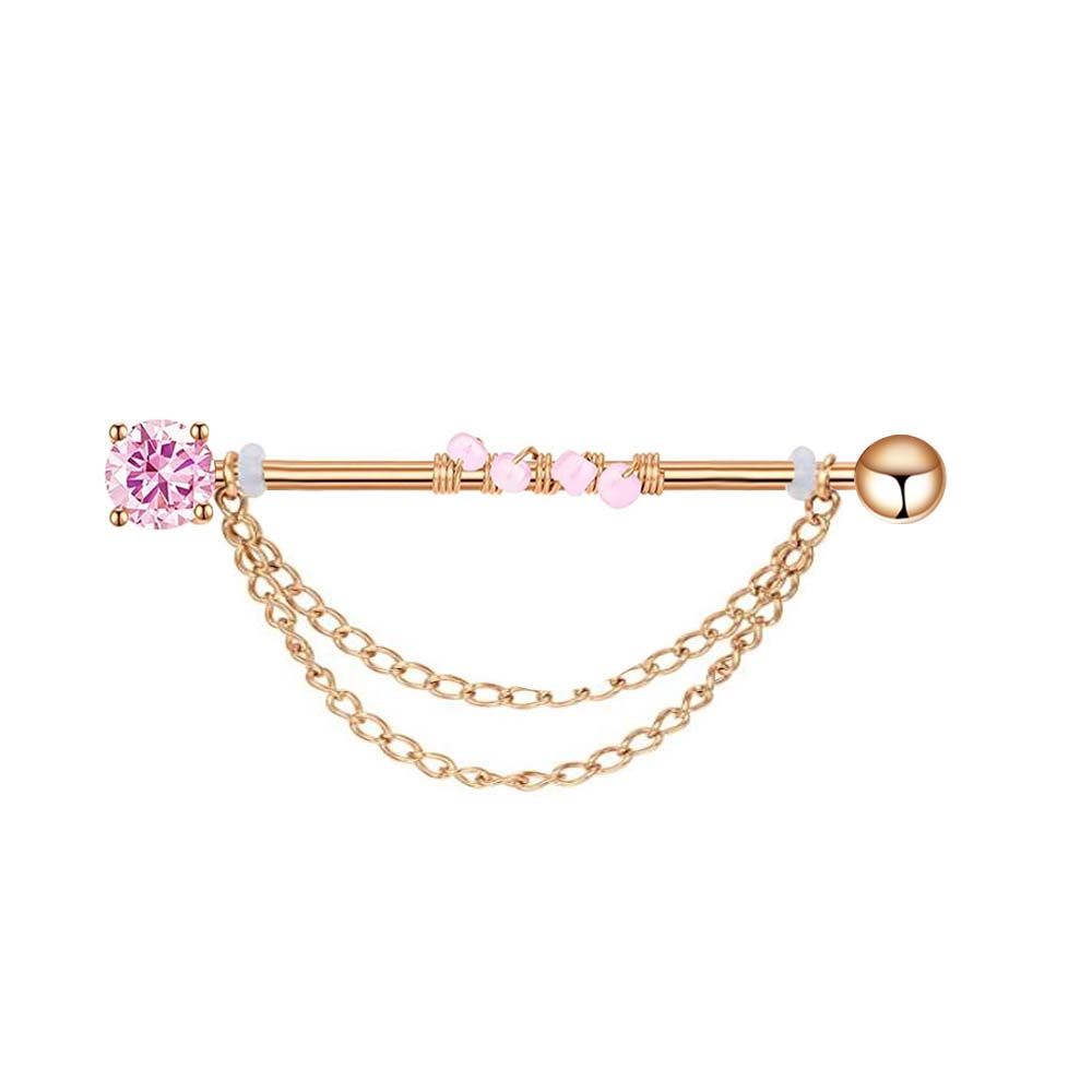 Industrial Barbell Long - Boucles d'oreilles barbell en cristal style