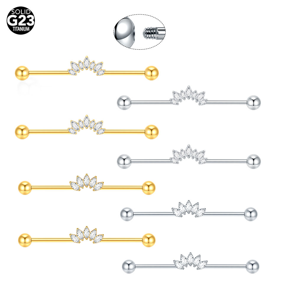 Industrial Barbell Long - 1/5 pièces titane 14G CZ Helix