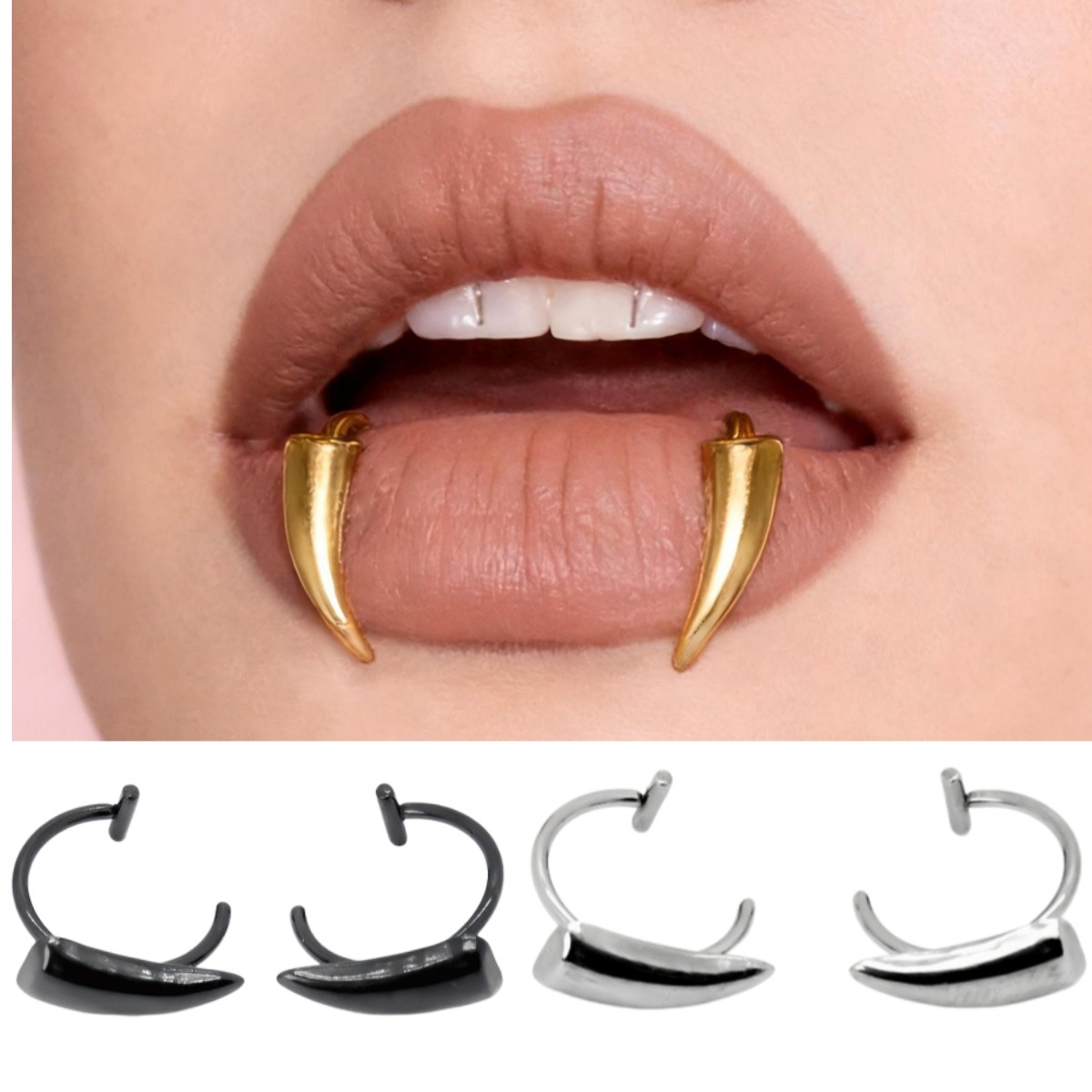 Body Jewelry Piercing - Clip à lèvre gothique en acier