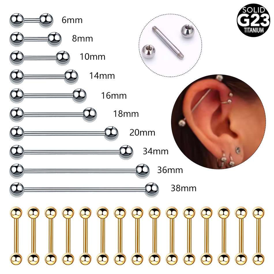 Industrial Barbell Long - Piercing en Titane à Fil Externe
