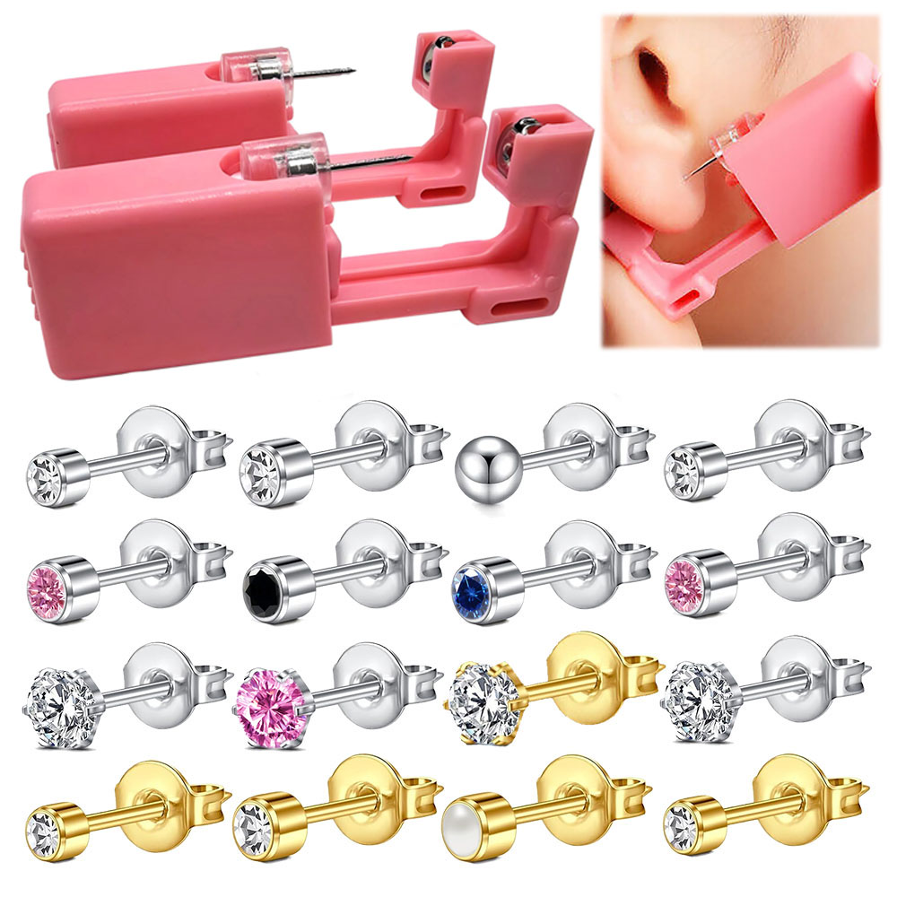 Body Jewelry Cleaner - Pistolet de perçage d'oreilles jetable rose