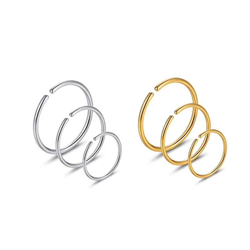Body Jewelry Cartilage Earrings - Lot de 6 Anneaux de Nez