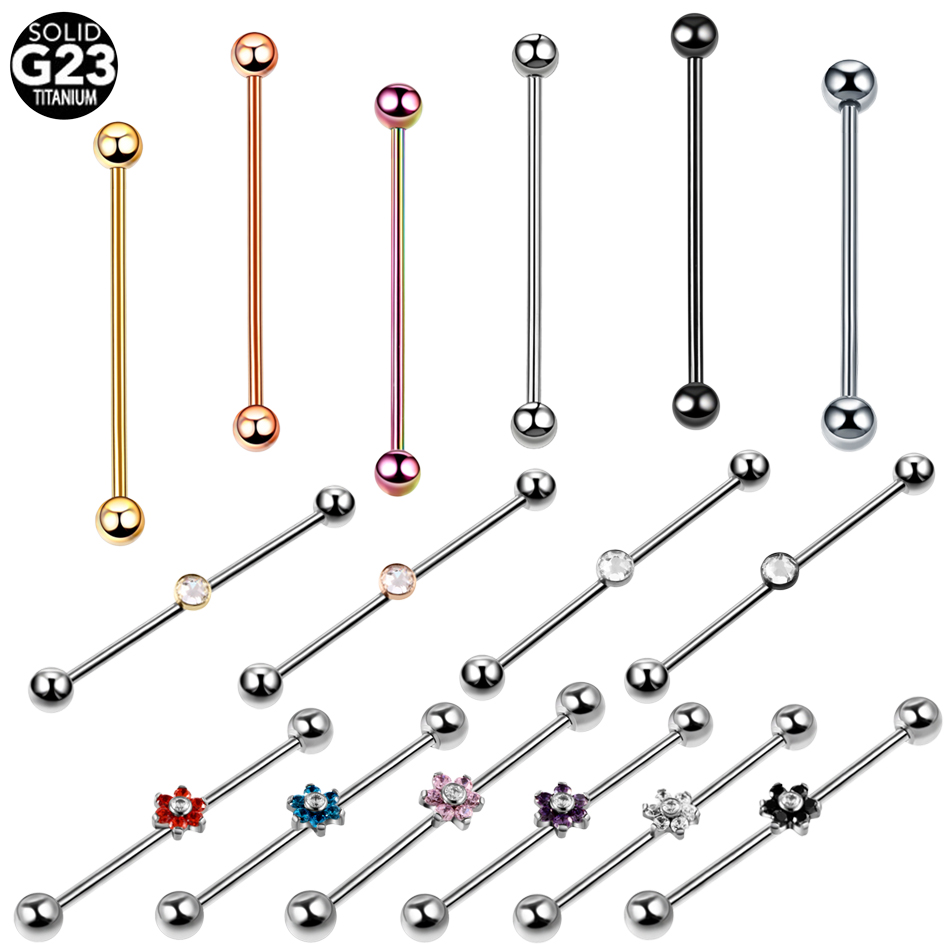 Industrial Barbell Long - Boucles d'oreilles en titane, 1 pièce,