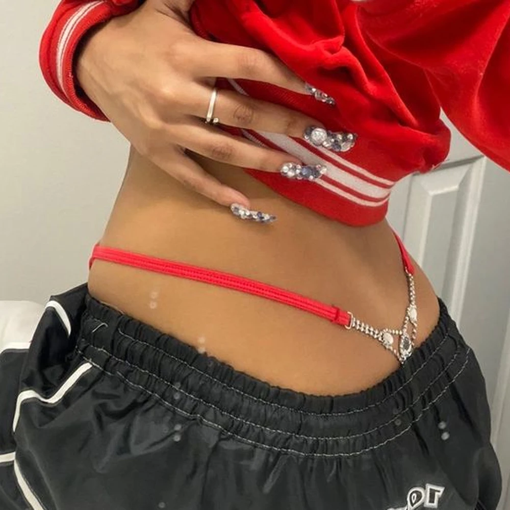 Body Jewelry Retainers - String rond en strass pour femmes,