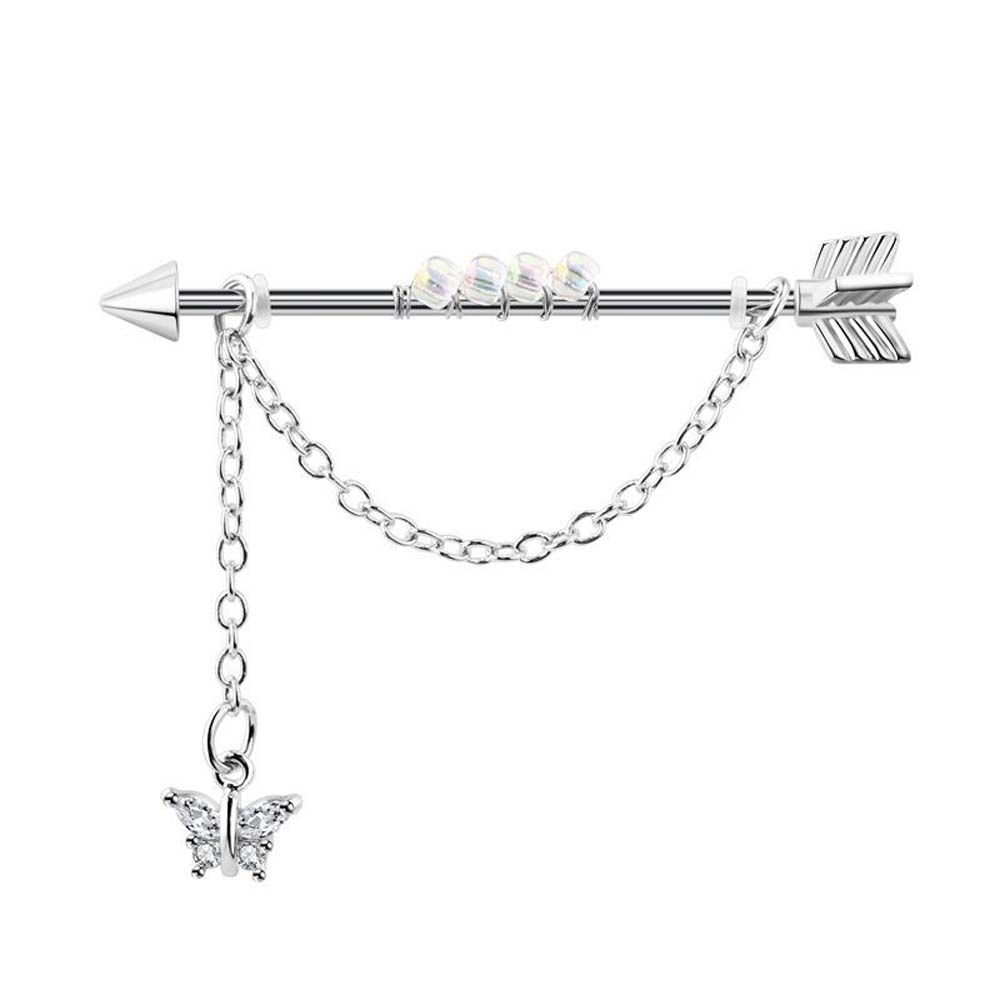 Industrial Barbell Long - Piercing style punk avec pendentif cœur,