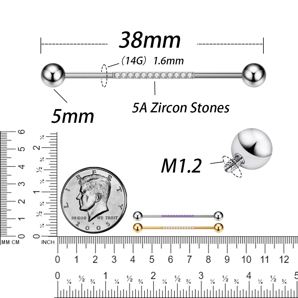 G23 titane corps Piercing bijo - Industrial Barbell Long avis et prix
